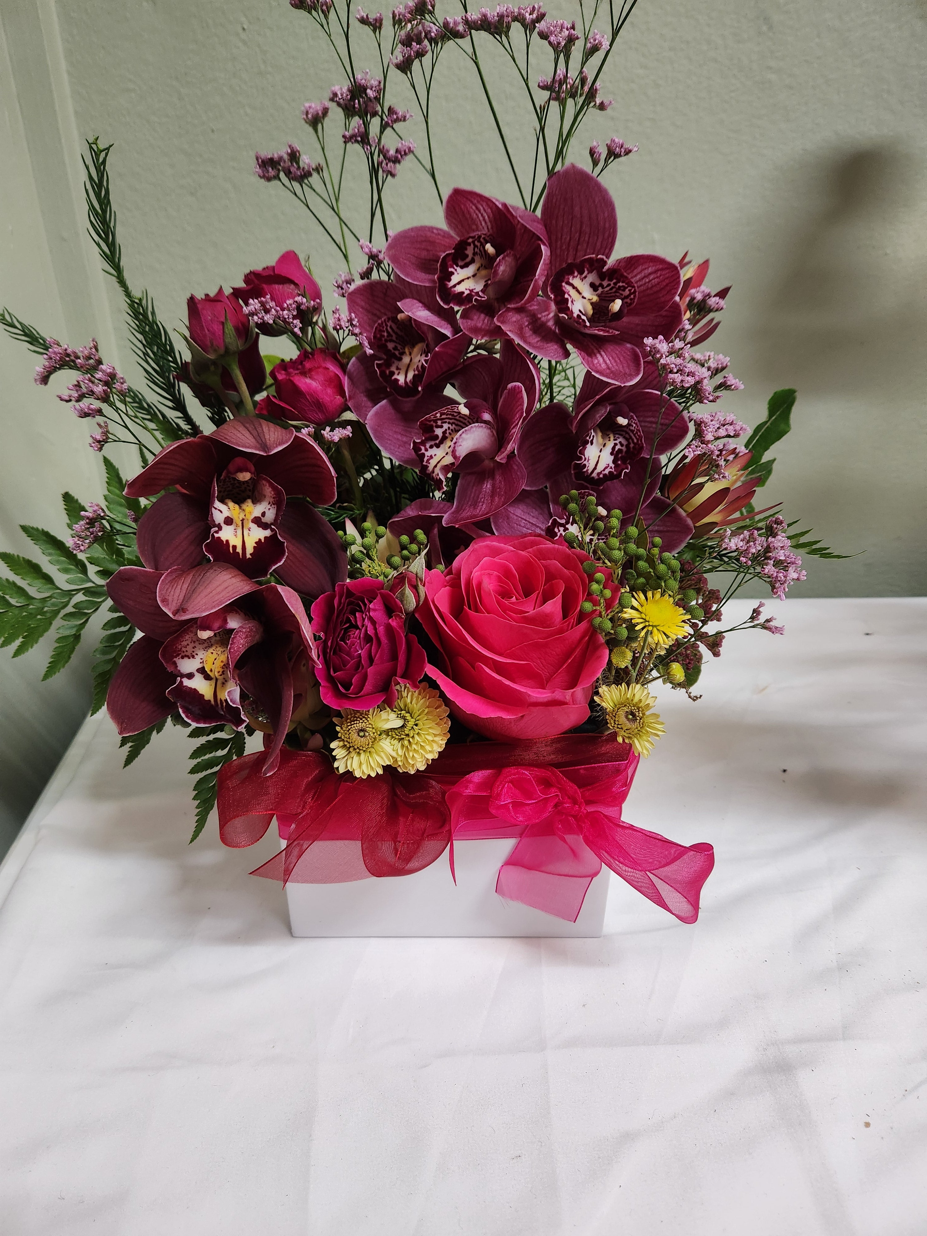 Floral box arrangement
