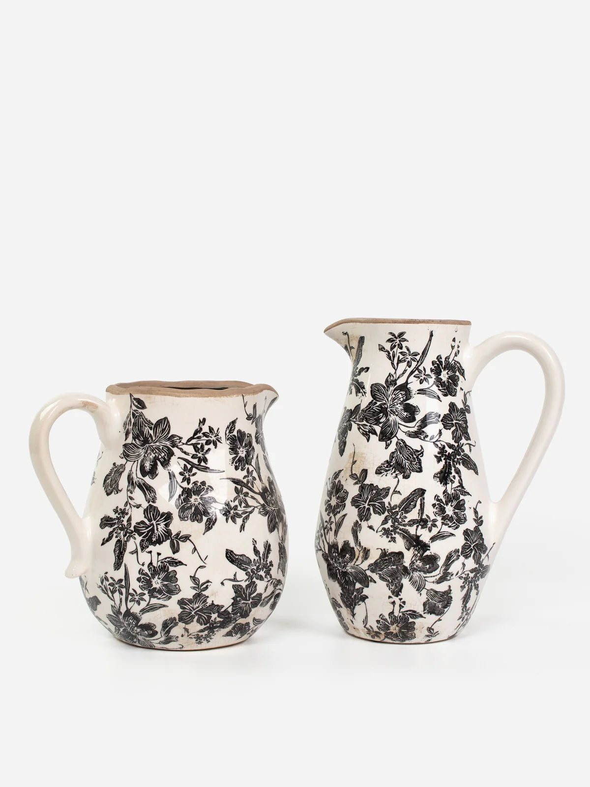Black Floral Jug Small